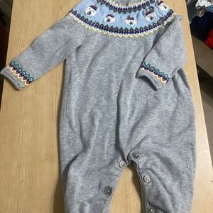 Boden Knitted Romper in Grey Marl Polar Bears